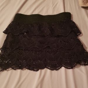Black heavy lace and silk skirt